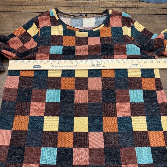 BomBom Patchwork‎ Oversized Cozy stretchy Sweater Womens XLarge - Picture 2 of 5